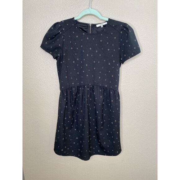 Ro & De Womens Black Short Sleeve Mini Dress S Polyester Back‎ Zipper Round Neck - Picture 2 of 8